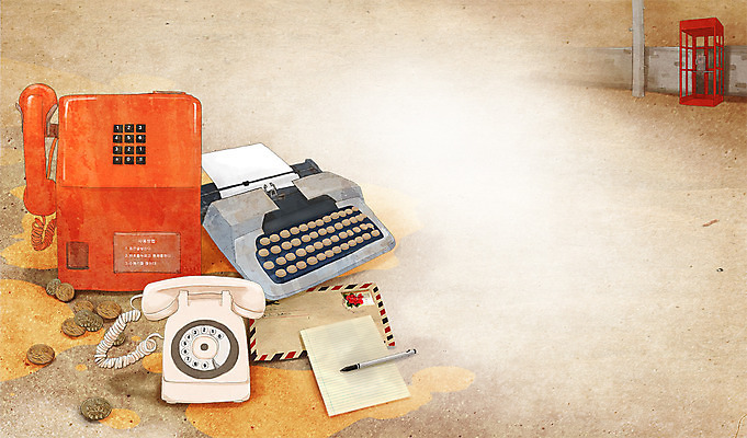 PSD 백그라운드 일러스트 사람없음 볼펜 동전 추억 상품 편지 전화기 순수 편지지 오브젝트 공중전화 복고 과거 타자기 옛날 국내일러스트 컨셉 돈 펜 골동품 파일형식