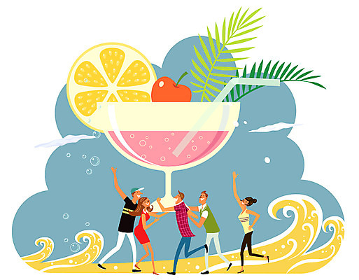 계절 여자 남자 파도 여행 일러스트 휴가 휴식 빨대 사람 여러명 성인 여름 여름휴가 바캉스 기쁨 자유 칵테일 체리 레몬 성인만 국내일러스트 AI파일 감정 바다 다수 컨셉 과일 주류 파일형식 벡터 여름_계절