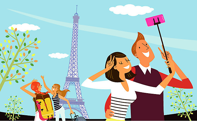 주간 나무 식물 구름 커플 계절 여자 남자 여행 일러스트 배낭 휴가 휴식 사람 여러명 성인 야외 여름 여름휴가 바캉스 자유 에펠탑 셀프카메라 셀카봉 성인만 국내일러스트 AI파일 자연요소 다수 컨셉 가방 관계 사진촬영 파리 랜드마크 파일형식 벡터 여름_계절