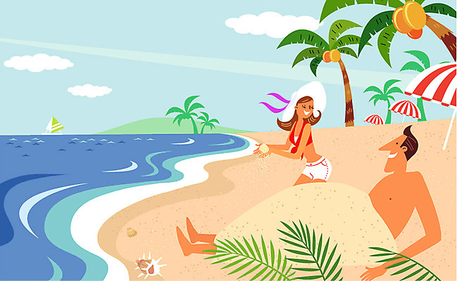 주간 식물 모자 커플 계절 여자 남자 모래 바다 여행 일러스트 휴가 휴식 사람 성인 해변 야외 두명 여름 여름휴가 바캉스 야자수 자유 파라솔 찜질 성인만 국내일러스트 AI파일 자연요소 나무 잡화 컨셉 관계 파일형식 벡터 여름_계절