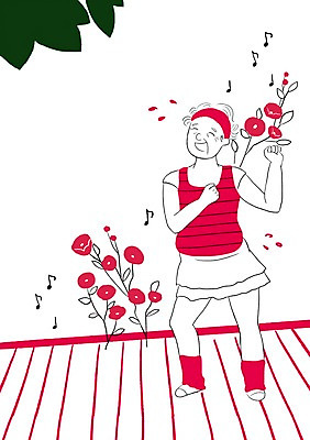 PSD 식물 여자 노년 꽃 음표 일러스트 한명 사람 실버라이프 운동 에어로빅 여자만 여자한명만 성인여자만 성인한명만 성인여자한명만 노인만 성인만 노인여자만 노인여자한명만 국내일러스트 1 라이프스타일 기호 음악 건강 성인 춤 파일형식