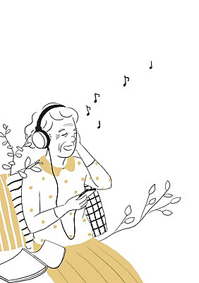 PSD 식물 여자 노년 음표 일러스트 나뭇잎 한명 사람 책 실버라이프 헤드셋 음악감상 여자만 여자한명만 성인여자만 성인한명만 성인여자한명만 노인만 성인만 노인여자만 노인여자한명만 국내일러스트 1 라이프스타일 기호 음악 음향기기 잎 성인 헤드폰 감상 파일형식