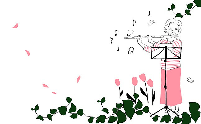 PSD 식물 여자 노년 꽃 악기 연주 음표 일러스트 조류 한명 사람 취미 실버라이프 보면대 덩굴 플루트 악보 여자만 여자한명만 성인여자만 성인한명만 성인여자한명만 노인만 성인만 노인여자만 노인여자한명만 국내일러스트 동물 1 라이프스타일 기호 음악 관악기 성인 파일형식