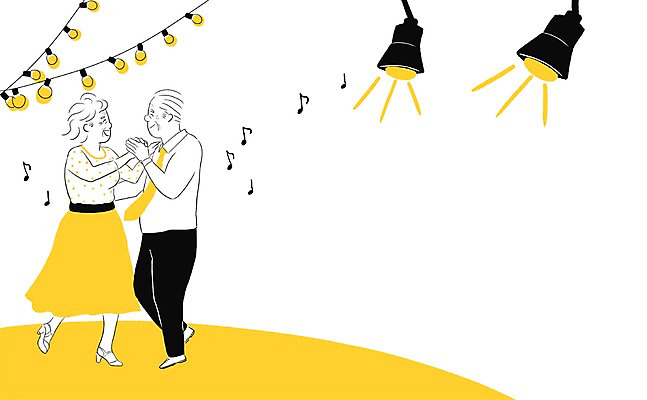 PSD 여자 노년 남자 음표 일러스트 조명 사람 실버라이프 노부부 춤 노인만 성인만 국내일러스트 라이프스타일 기호 부부 음악 문화예술 성인 파일형식