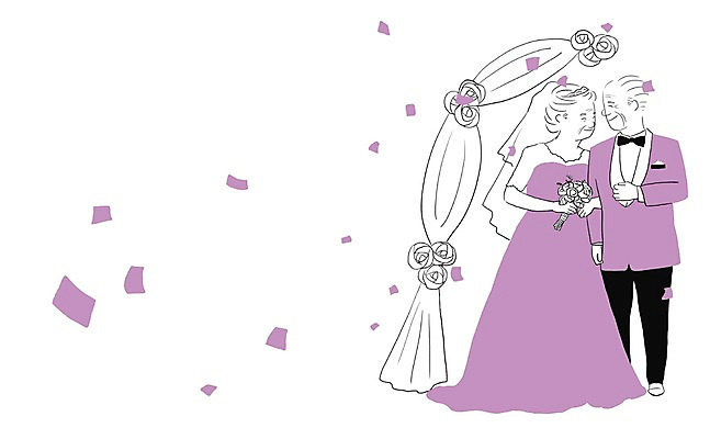 PSD 식물 여자 노년 남자 꽃 부케 웨딩드레스 결혼 일러스트 결혼식 사람 정장 턱시도 실버라이프 노부부 노인만 성인만 국내일러스트 라이프스타일 부부 드레스 옷 꽃다발 이벤트 성인 파일형식