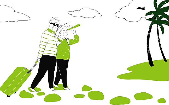 PSD 식물 구름 여자 노년 남자 여행 일러스트 비행기 사람 두명 실버라이프 선글라스 야자수 캐리어 노부부 망원경 노인만 성인만 국내일러스트 자연요소 나무 라이프스타일 부부 안경 항공교통 대중교통 성인 여행가방 파일형식
