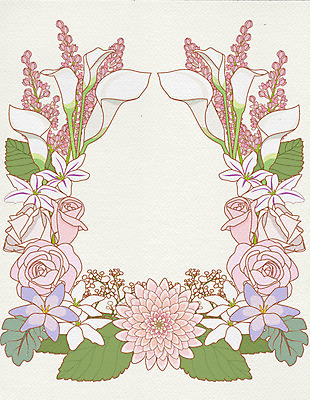 식물 꽃 일러스트 프레임 틀 사람없음 장식 장미 안개꽃 라일락 국내일러스트 AI파일 한해살이풀 파일형식 벡터