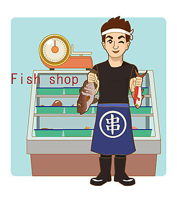 직업 남자 일러스트 저울 어류 한명 사람 성인 생선가게 생선장수 성인남자한명만 국내일러스트 AI파일 1 상점 수중동물 남자한명만 성인남자만 파일형식 벡터 장수_직업