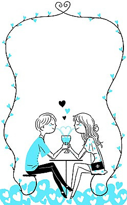 PSD 커플 계절 여자 남자 음료 의자 일러스트 탁자 프레임 사람 성인 두명 여름 주스 마시기 하트 시원함 성인만 국내일러스트 모양 가구 관계 모션 파일형식