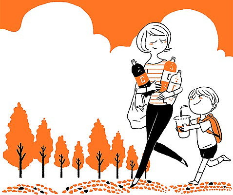 PSD 나무 식물 계절 여자 남자 음료 어린이 가방 일러스트 사람 성인 두명 여름 시원함 종이컵 탄산음료 국내일러스트 모자관계 잡화 아들 가족 엄마 컵 일회용 탄산 파일형식