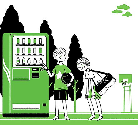 PSD 나무 식물 학생 계절 남자 음료 가방 일러스트 농구공 사람 야외 두명 여름 시원함 농구대 자판기 남자만 국내일러스트 잡화 공 농구 골대 파일형식