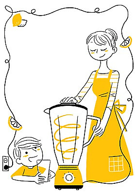 PSD 계절 여자 남자 음료 어린이 과일 일러스트 프레임 사람 성인 여름 앞치마 시원함 레몬 레몬주스 믹서 국내일러스트 과일주스 파일형식