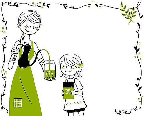 PSD 계절 여자 음료 어린이 일러스트 주전자 유리병 프레임 사람 성인 여름 앞치마 차 시원함 녹차 여자만 국내일러스트 주방용품 병_용기 차_음료 파일형식