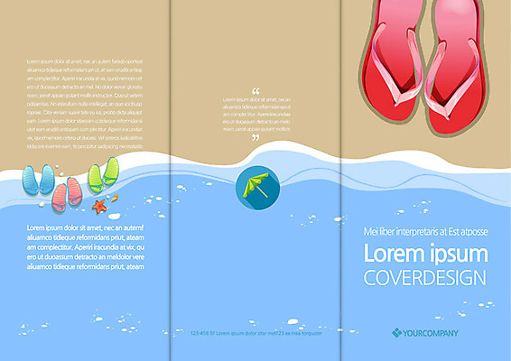 PSD 템플릿 편집 표지디자인 북디자인 출판디자인 계절 표지 리플렛 북커버 3단접지 팜플렛 해변 사람없음 여름 파라솔 쪼리 이미지템플릿 바다 샌들 파일형식