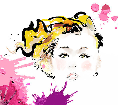 PSD 모델 여자 패션 얼굴 일러스트 수채화 한명 사람 성인 신체부위 우아함 여자만 여자한명만 성인여자만 성인만 국내일러스트 1 컨셉 파일형식