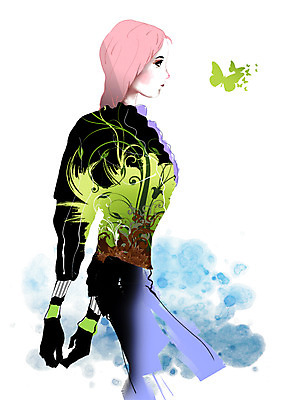 PSD 모델 여자 패션 나비 곤충 일러스트 한명 사람 성인 우아함 여자만 여자한명만 성인여자만 성인만 국내일러스트 동물 1 컨셉 파일형식