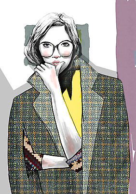 PSD 모델 여자 패션 안경 일러스트 한명 사람 성인 재킷 우아함 여자만 여자한명만 성인여자만 성인만 국내일러스트 1 잡화 컨셉 외투 파일형식