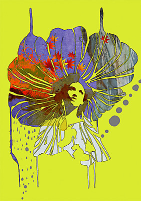 PSD 식물 모델 여자 패션 꽃 단풍 일러스트 한명 사람 성인 우아함 여자만 여자한명만 성인여자만 성인만 국내일러스트 1 컨셉 잎 파일형식