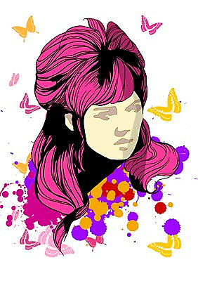 PSD 모델 여자 패션 나비 곤충 일러스트 한명 사람 성인 물감 우아함 번짐 여자만 여자한명만 성인여자만 성인만 국내일러스트 동물 1 컨셉 미술도구 파일형식 효과