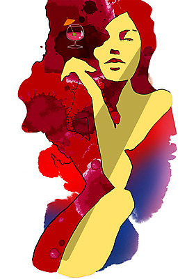 PSD 모델 여자 패션 일러스트 한명 사람 성인 물감 칵테일 우아함 번짐 여자만 여자한명만 성인여자만 성인만 국내일러스트 1 컨셉 주류 미술도구 파일형식 효과