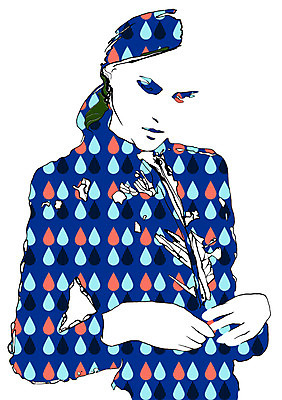 PSD 모델 여자 패션 패턴 일러스트 한명 사람 성인 물방울 우아함 여자만 여자한명만 성인여자만 성인만 국내일러스트 1 컨셉 무늬 파일형식