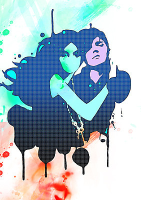 PSD 모델 커플 여자 패션 남자 일러스트 사람 성인 두명 물감 우아함 번짐 성인만 국내일러스트 컨셉 관계 미술도구 파일형식 효과