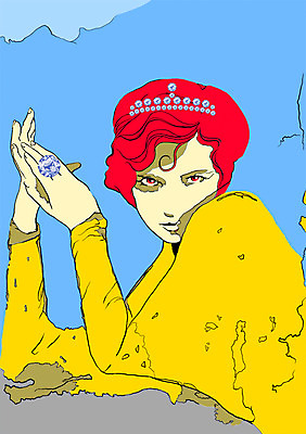 PSD 모델 여자 패션 일러스트 왕관 한명 사람 성인 반지 우아함 보석 다이아몬드 여자만 여자한명만 성인여자만 성인만 국내일러스트 1 컨셉 장신구 광석 파일형식