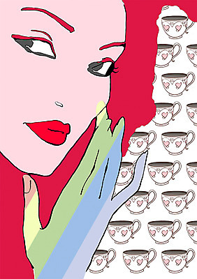 PSD 모델 여자 패션 패턴 일러스트 한명 사람 성인 컵 섹시 우아함 여자만 여자한명만 성인여자만 성인만 국내일러스트 1 식기 컨셉 무늬 파일형식