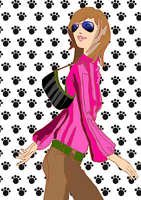 PSD 모델 여자 패션 패턴 가방 일러스트 한명 사람 성인 선글라스 우아함 개발바닥 여자만 여자한명만 성인여자만 성인만 국내일러스트 1 잡화 안경 컨셉 무늬 발바닥 파일형식