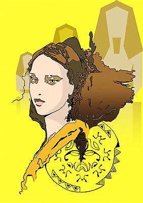 PSD 모델 문양 여자 패션 일러스트 한명 사람 성인 우아함 비잔틴 여자만 여자한명만 성인여자만 성인만 국내일러스트 1 컨셉 제국 파일형식