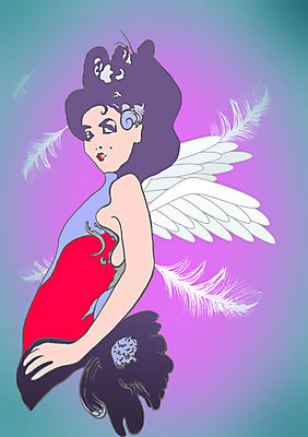 PSD 모델 여자 패션 날개 일러스트 한명 사람 성인 우아함 깃털 여자만 여자한명만 성인여자만 성인만 국내일러스트 1 컨셉 파일형식