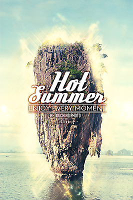 PSD 편집 편집이미지 문자 알파벳 영어 계절 바다 섬 휴가 사람없음 여름 여름휴가 바캉스 절벽 돌_바위 바위 시원함 디지털아트 레터링 이미지편집 파일형식 여름_계절