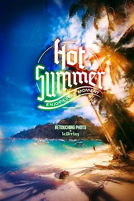 PSD 식물 편집 편집이미지 문자 알파벳 영어 계절 바다 휴가 풍경 해변 사람없음 여름 여름휴가 바캉스 야자수 시원함 디지털아트 레터링 이미지편집 나무 파일형식 여름_계절