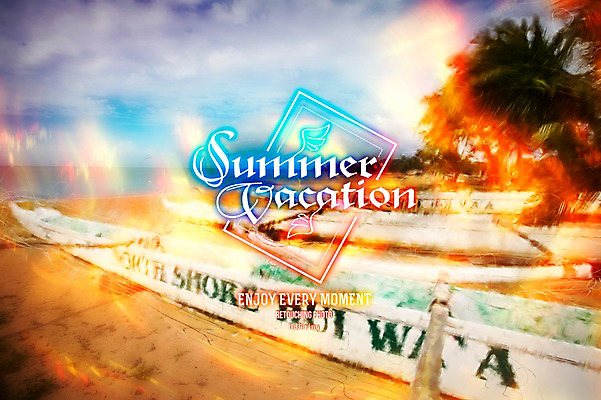 PSD 편집 편집이미지 문자 알파벳 영어 계절 바다 휴가 풍경 해변 사람없음 여름 여름휴가 바캉스 시원함 선박 디지털아트 레터링 이미지편집 수상교통 파일형식 여름_계절