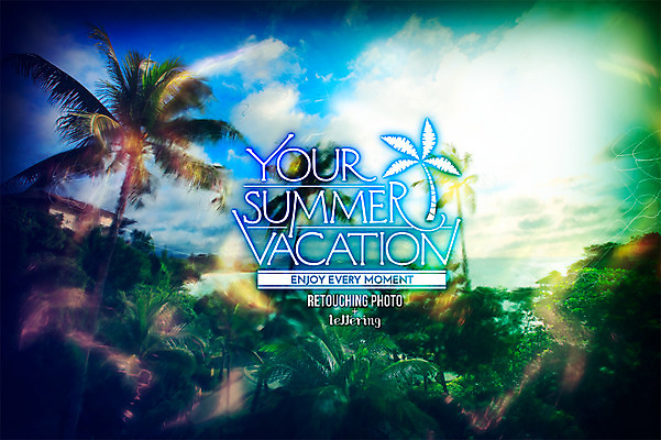 PSD 식물 편집 편집이미지 문자 알파벳 영어 계절 바다 휴가 풍경 사람없음 여름 여름휴가 바캉스 야자수 시원함 디지털아트 레터링 이미지편집 나무 파일형식 여름_계절