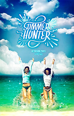 PSD 서양인 외국인 구름 편집 편집이미지 문자 알파벳 영어 계절 여자 수영복 바다 휴가 사람 풍경 성인 두명 여름 여름휴가 바캉스 점프 시원함 디지털아트 래쉬가드 레터링 여자만 성인여자만 성인만 이미지편집 자연요소 옷 모션 인종 파일형식 여름_계절