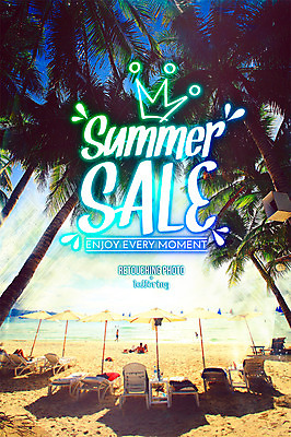 PSD 식물 편집 편집이미지 문자 알파벳 영어 계절 바다 휴가 왕관 사람 여러명 해변 여름 여름휴가 바캉스 야자수 세일 파라솔 시원함 선베드 디지털아트 레터링 이미지편집 나무 다수 의자 파일형식 여름_계절