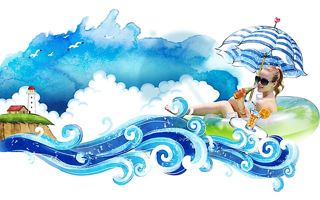 PSD 서양인 외국인 편집이미지 계절 여자 물결 음료 파도 바다 휴가 등대 한명 사람 성인 해변 여름 여름휴가 바캉스 비키니 선글라스 활발 파라솔 시원함 즐거움 튜브 여자만 여자한명만 성인여자만 성인만 이미지편집 1 수영복 감정 안경 컨셉 인종 파일형식 여름_계절