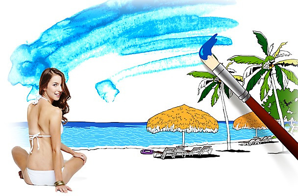 PSD 서양인 외국인 편집이미지 계절 여자 수영복 바다 붓터치 휴가 수채화 한명 사람 성인 해변 뒷모습 여름 여름휴가 바캉스 비키니 활발 붓 시원함 스케치 즐거움 방갈로 여자만 여자한명만 성인여자만 성인만 이미지편집 1 옷 감정 뷰포인트 컨셉 숙소 미술 인종 파일형식 여름_계절