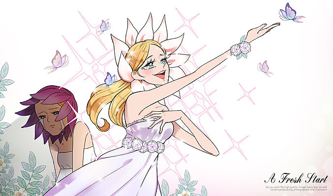 PSD 식물 여자 꽃 나비 곤충 일러스트 사람 성인 두명 뷰티 우아함 성형수술 만화 여자만 성인여자만 성인만 순정만화 국내일러스트 동물 컨셉 수술 파일형식