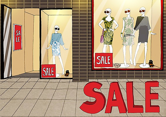 PSD 옷 계절 일러스트 사람없음 건물 여름 세일 상점 마네킹 만화 아트툰 국내일러스트 건축물 그림 파일형식