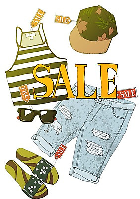 PSD 모자 잡화 옷 계절 신발 일러스트 바지 사람없음 여름 선글라스 민소매 세일 만화 아트툰 국내일러스트 안경 상의 하의 그림 파일형식