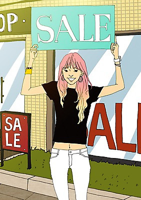 PSD 계절 여자 일러스트 한명 사람 성인 여름 세일 상점 팻말 만화 아트툰 여자만 여자한명만 성인여자만 성인만 국내일러스트 1 프레임 그림 파일형식