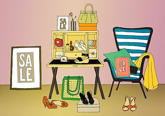 PSD 잡화 계절 신발 의자 가방 일러스트 탁자 사람없음 여름 상자 세일 만화 아트툰 국내일러스트 가구 그림 파일형식