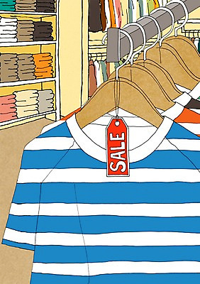 PSD 옷 계절 일러스트 실내 사람없음 여름 세일 상점 옷걸이 만화 아트툰 국내일러스트 내부 그림 파일형식