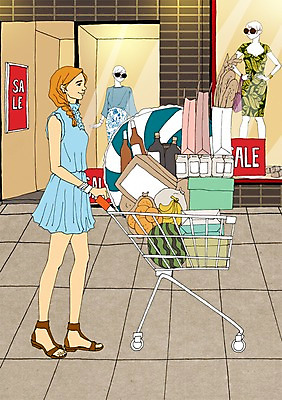 PSD 계절 여자 과일 일러스트 여름음식 수박 바나나 한명 사람 성인 여름 쇼핑 쇼핑백 세일 상점 카트 병 만화 아트툰 여자만 여자한명만 성인여자만 성인만 제철음식 제철과일 국내일러스트 1 식기 음식 가방 그림 제철 파일형식 여름_계절