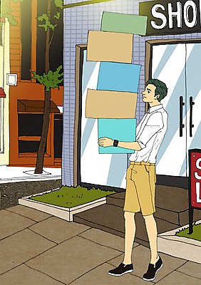 주간 PSD 계절 남자 일러스트 한명 사람 성인 야외 여름 쇼핑 상자 세일 쌓기 상점 만화 아트툰 남자만 남자한명만 성인남자만 성인만 국내일러스트 자연요소 1 모션 그림 파일형식