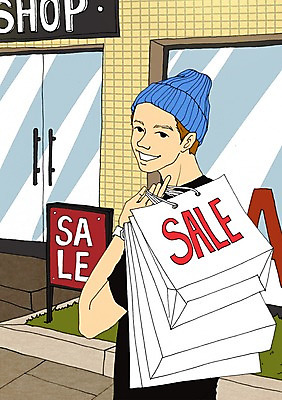 PSD 계절 남자 일러스트 한명 사람 성인 여름 쇼핑백 세일 상점 만화 비니 아트툰 남자만 남자한명만 성인남자만 성인만 국내일러스트 모자_잡화 1 가방 그림 파일형식