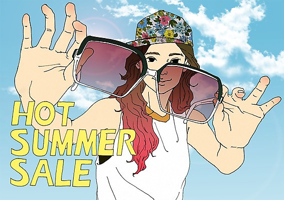 PSD 구름 모자 계절 여자 일러스트 하늘 한명 사람 성인 여름 선글라스 세일 만화 아트툰 여자만 여자한명만 성인여자만 성인만 국내일러스트 자연요소 1 잡화 안경 그림 파일형식