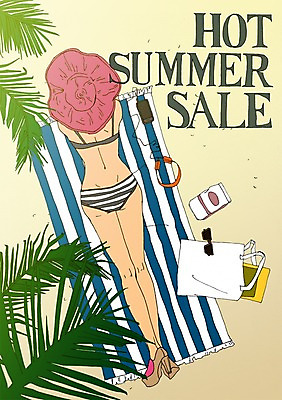 PSD 계절 여자 수영복 일러스트 한명 사람 성인 여름 비키니 선글라스 세일 헤드폰 선탠 만화 아트툰 여자만 여자한명만 성인여자만 성인만 국내일러스트 1 옷 안경 음향기기 그림 파일형식